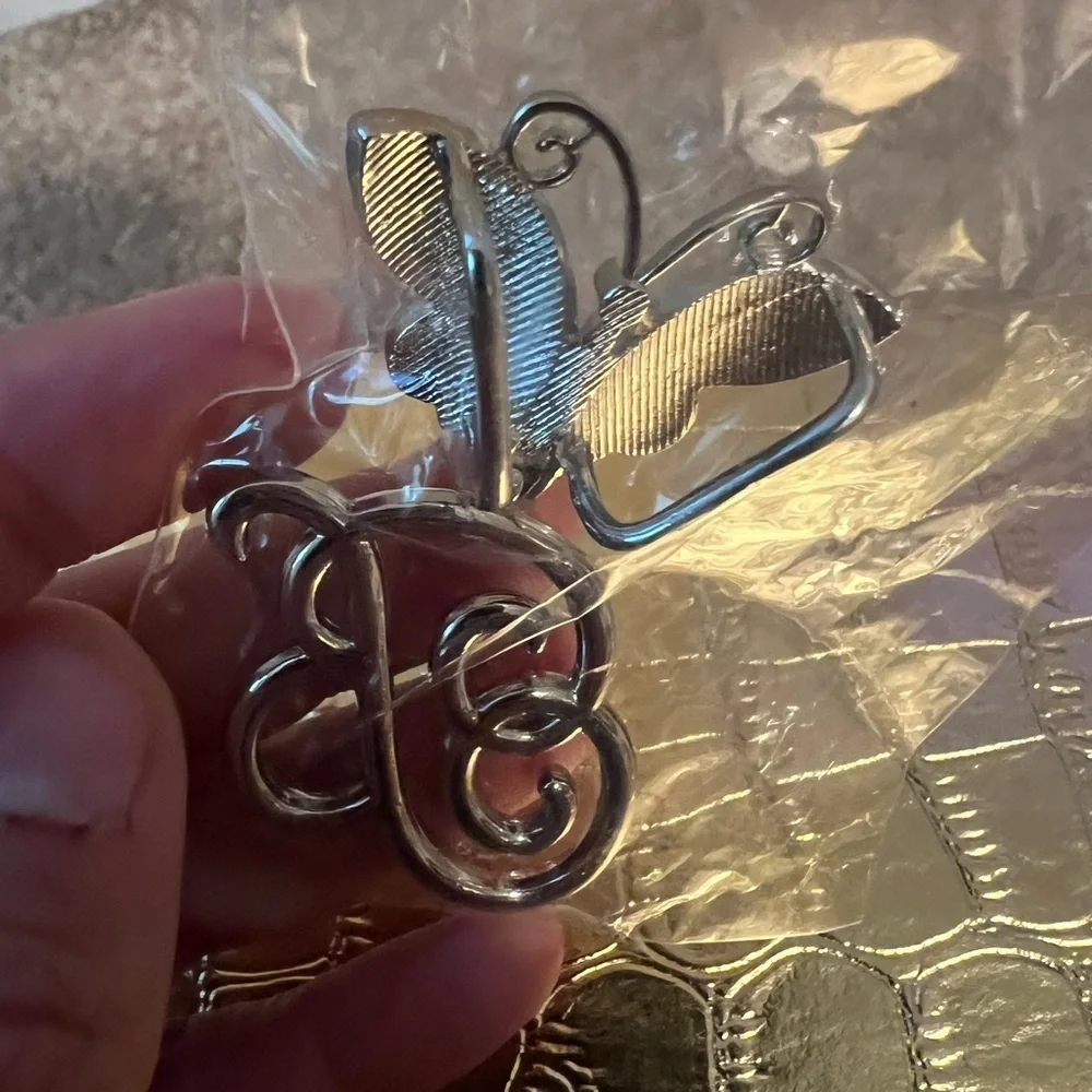 Elegant Silver “B” Butterfly Pendant